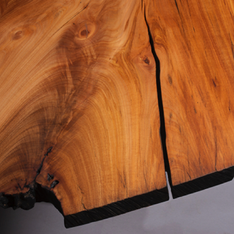 Madrone Table: check with Dutchman below.